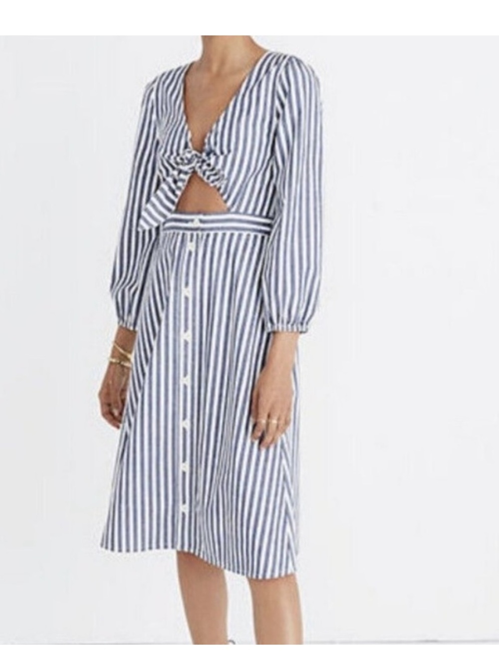Madewell Shimmer Striped Tie-Front Midi
Dress Size 8 NWT